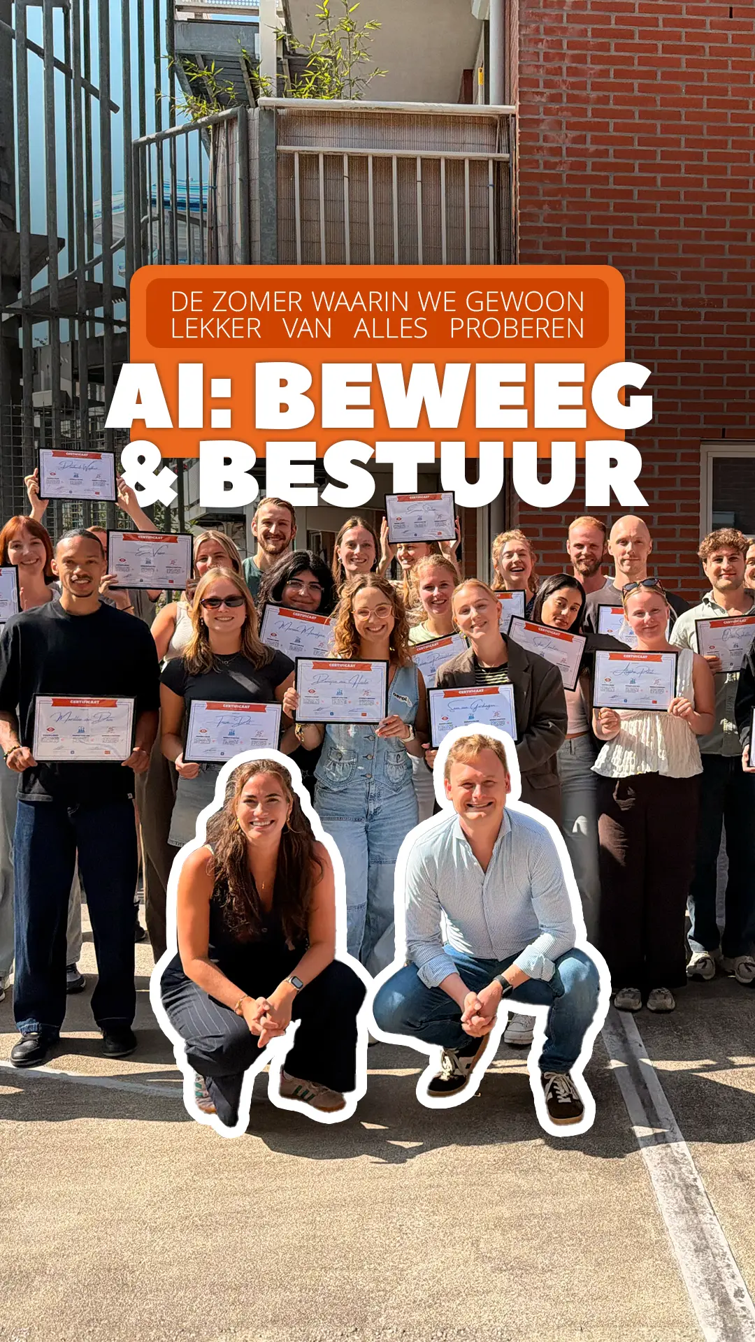 Group of AI training participants holding certificates after the programme